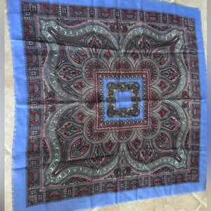 The Specialty House 100% Wool Blue Paisley Patterned Scarf Wrap Made in Japan